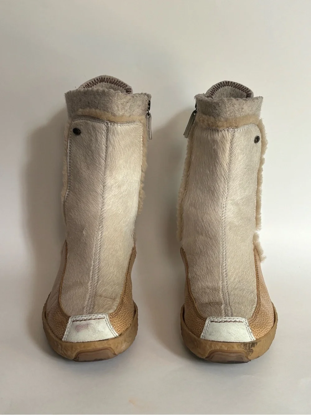 TECNICA Vintage Pony Hair Fur Embroidered Zip-Up Leather Boots  Women’s Size 7